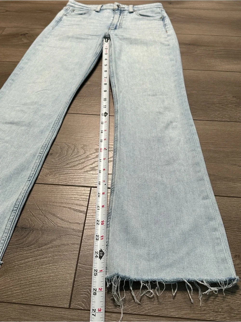Rag & Bone Nina High Rise Ankle Flare Stretch Frayed Blue Jeans Size 24